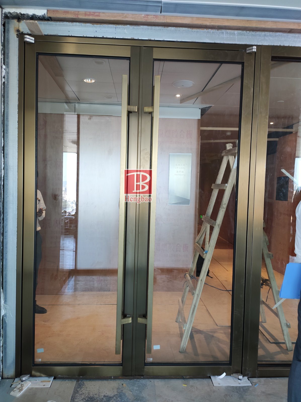 Padrão australiano como porta de vidro com classificação de fogo